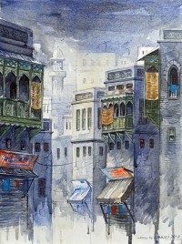 G. N. Qazi, 12 x 16 Inch, Oil on Canvas, Cityscape Painting, AC-GNQ-012